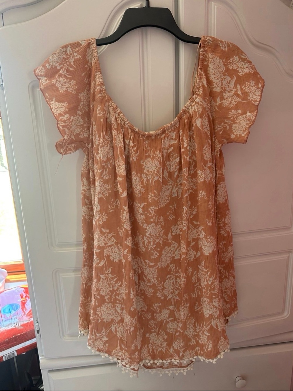 O’Neill Women’s Floral Off-the-Shoulder Mini Dress Size Medium Peach